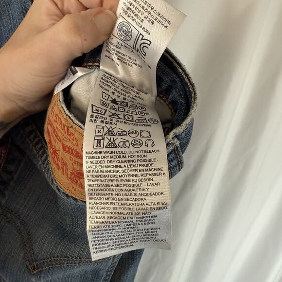 Levis 514 Jeans Men's 32x30 Medium Wash Blue Denim Button Zip 100% Cotton - Picture 6 of 11